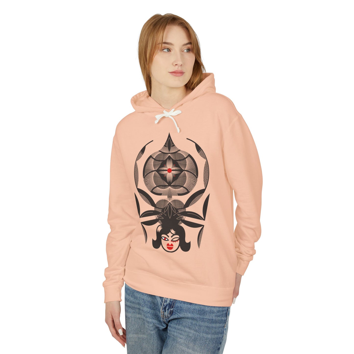 Chic Gothic Art Hooded Sweatshirt - Unisex Lightweight Design
