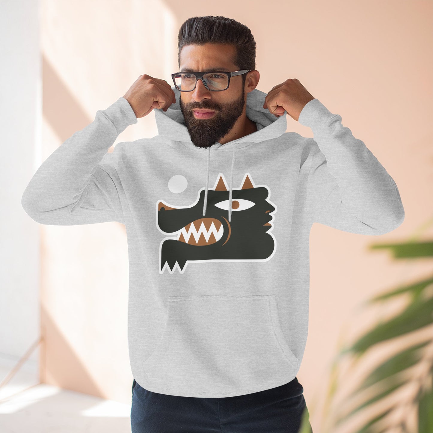 Wolf Man Graphic Fleece Hoodie - Cozy & Unique Style for films Lovers