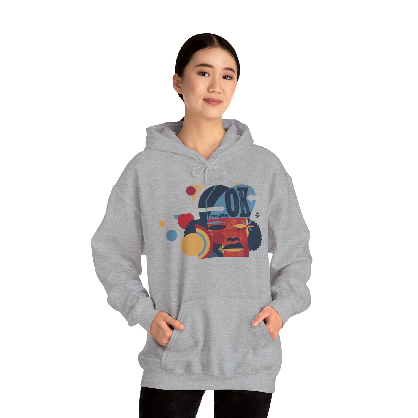 Everythin' OK Unisex Hoodie – Heavy Blend™ Fleece Sweatshirt with Positive Vibes Design