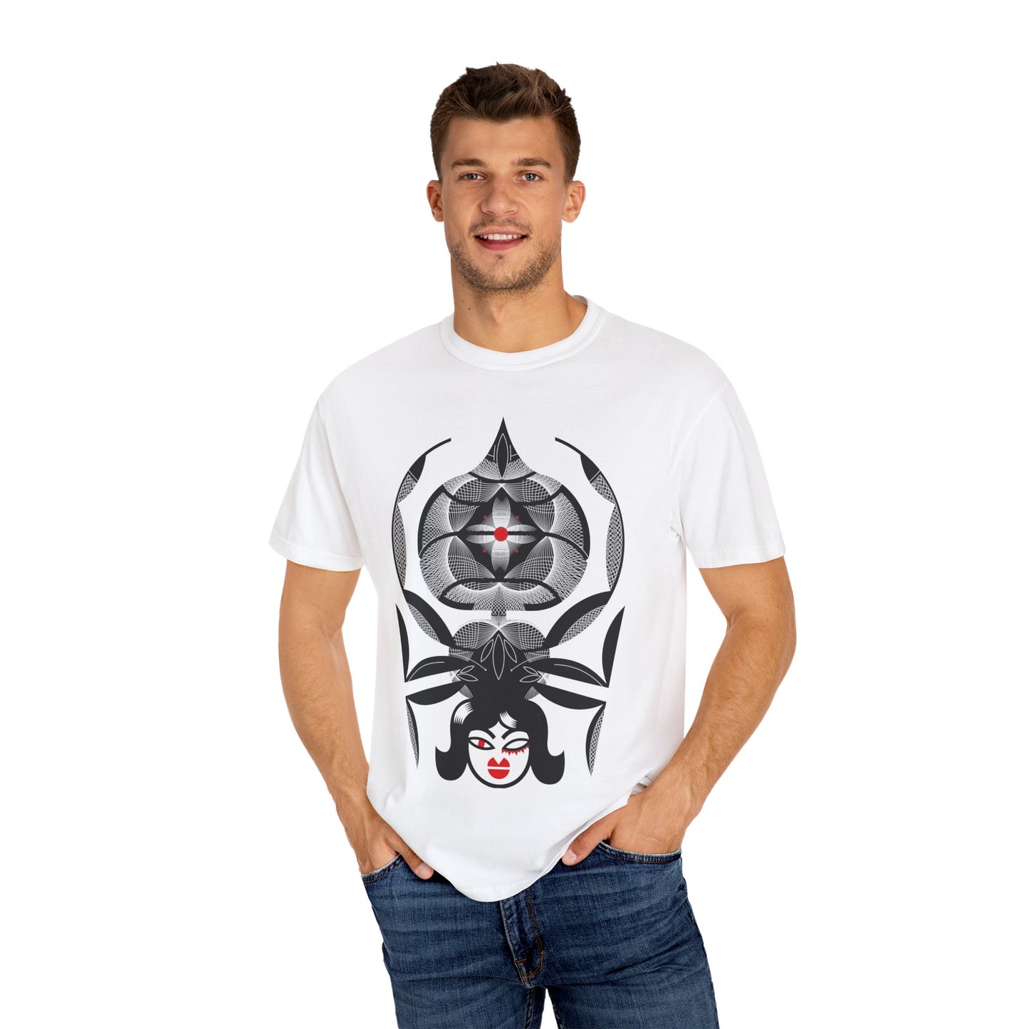 Gothic Graphic Unisex T-Shirt - Stylish Spider & Femme Fatale Design