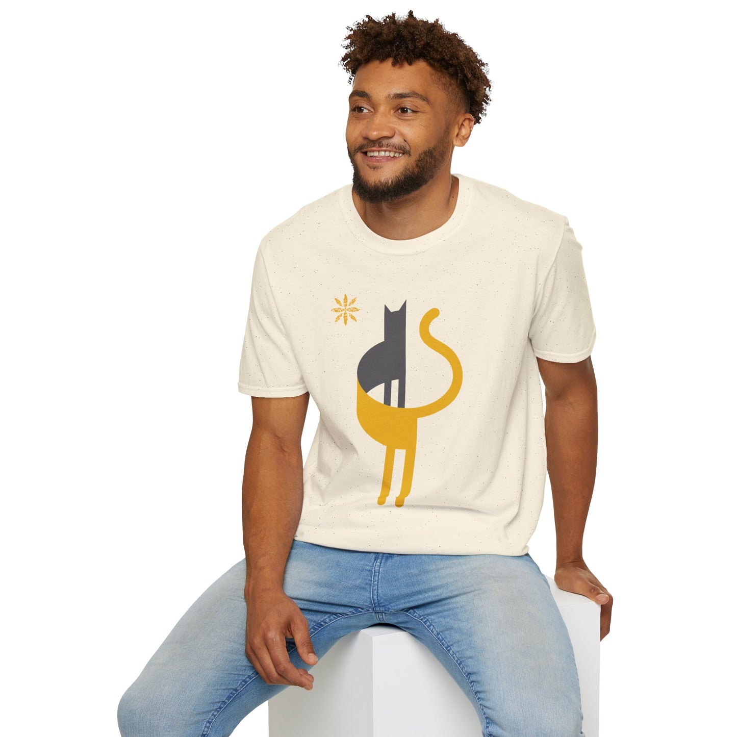 FlatCat Unisex T-Shirt – Softstyle Tee with Minimalist Flat Cat Design