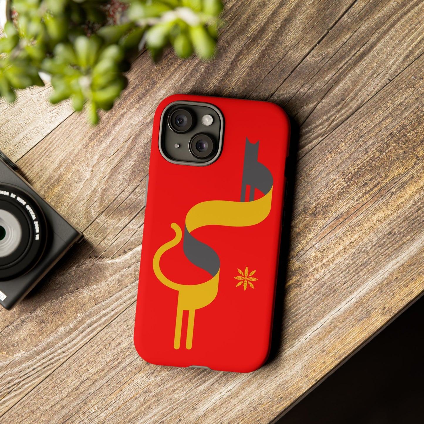 FlatCat Rugged Phone Case - Durable Red Cover