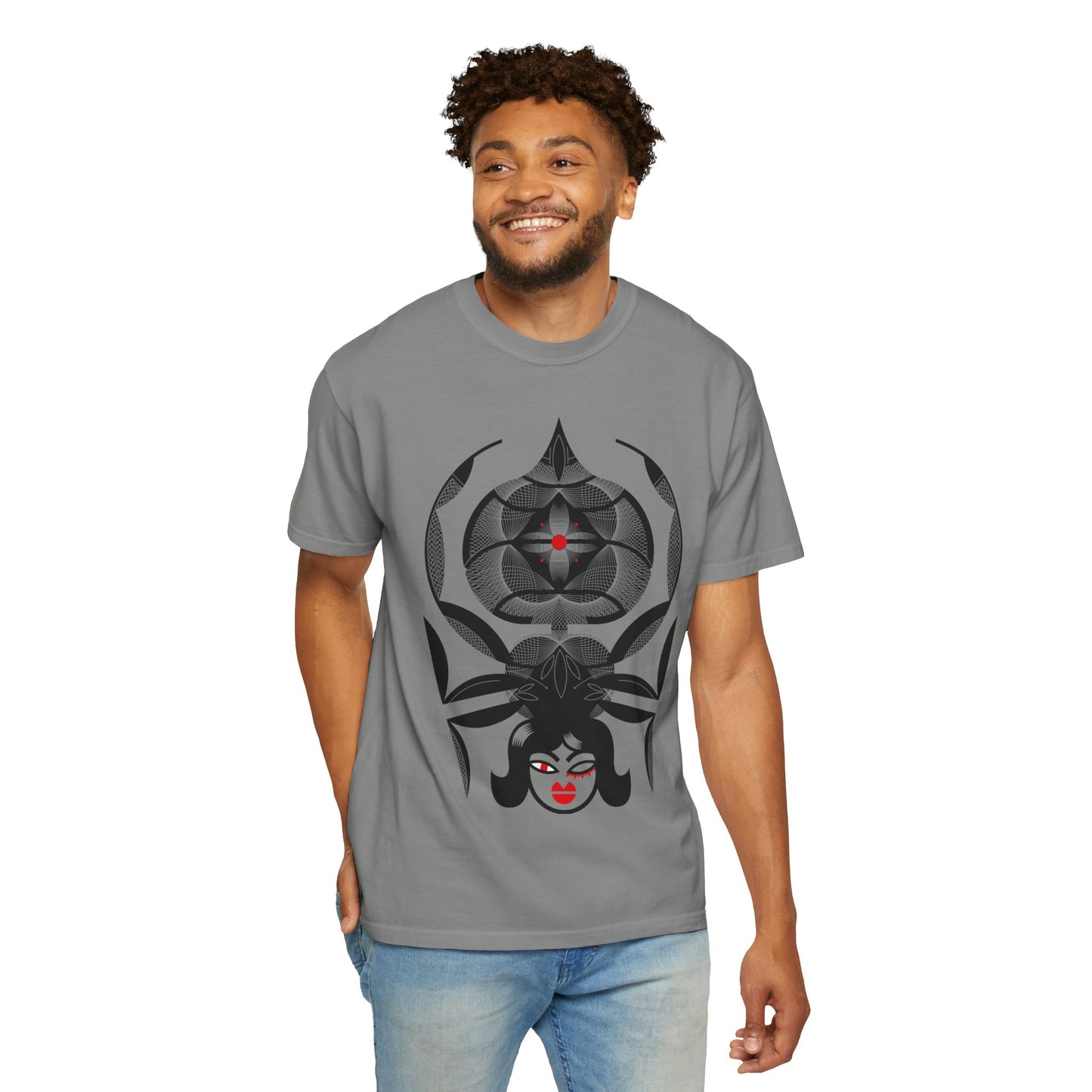 Gothic Graphic Unisex T-Shirt - Stylish Spider & Femme Fatale Design
