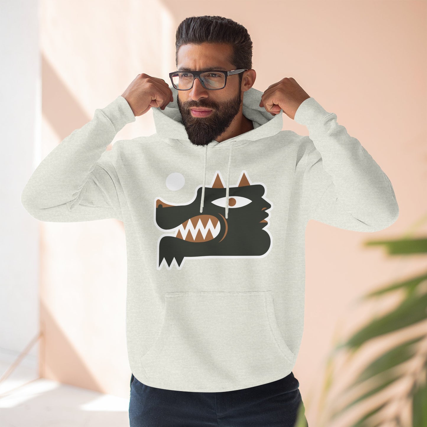 Wolf Man Graphic Fleece Hoodie - Cozy & Unique Style for films Lovers