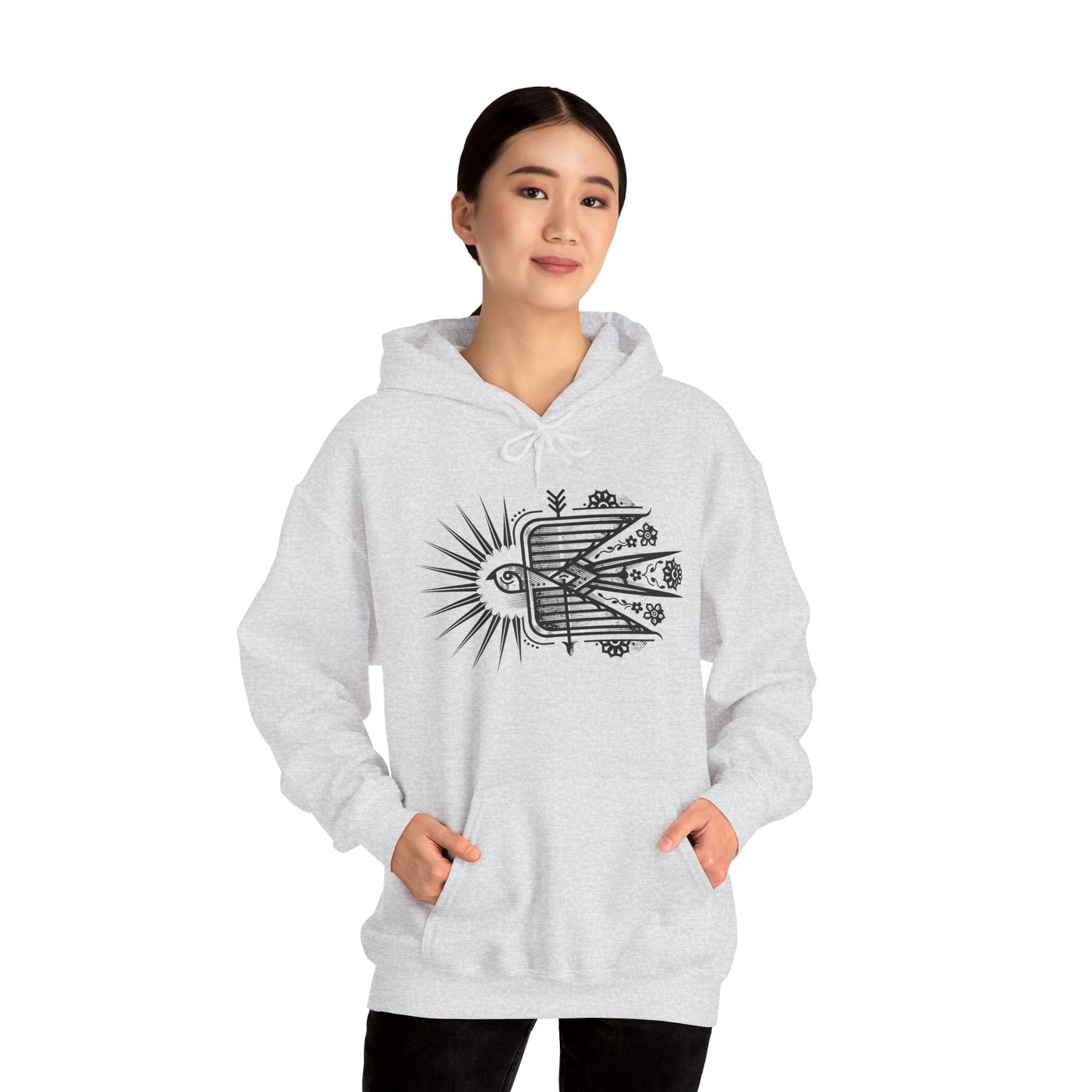 Swallow Unisex Hoodie – Heavy Blend™ Fleece Sweatshirt with Bird Design