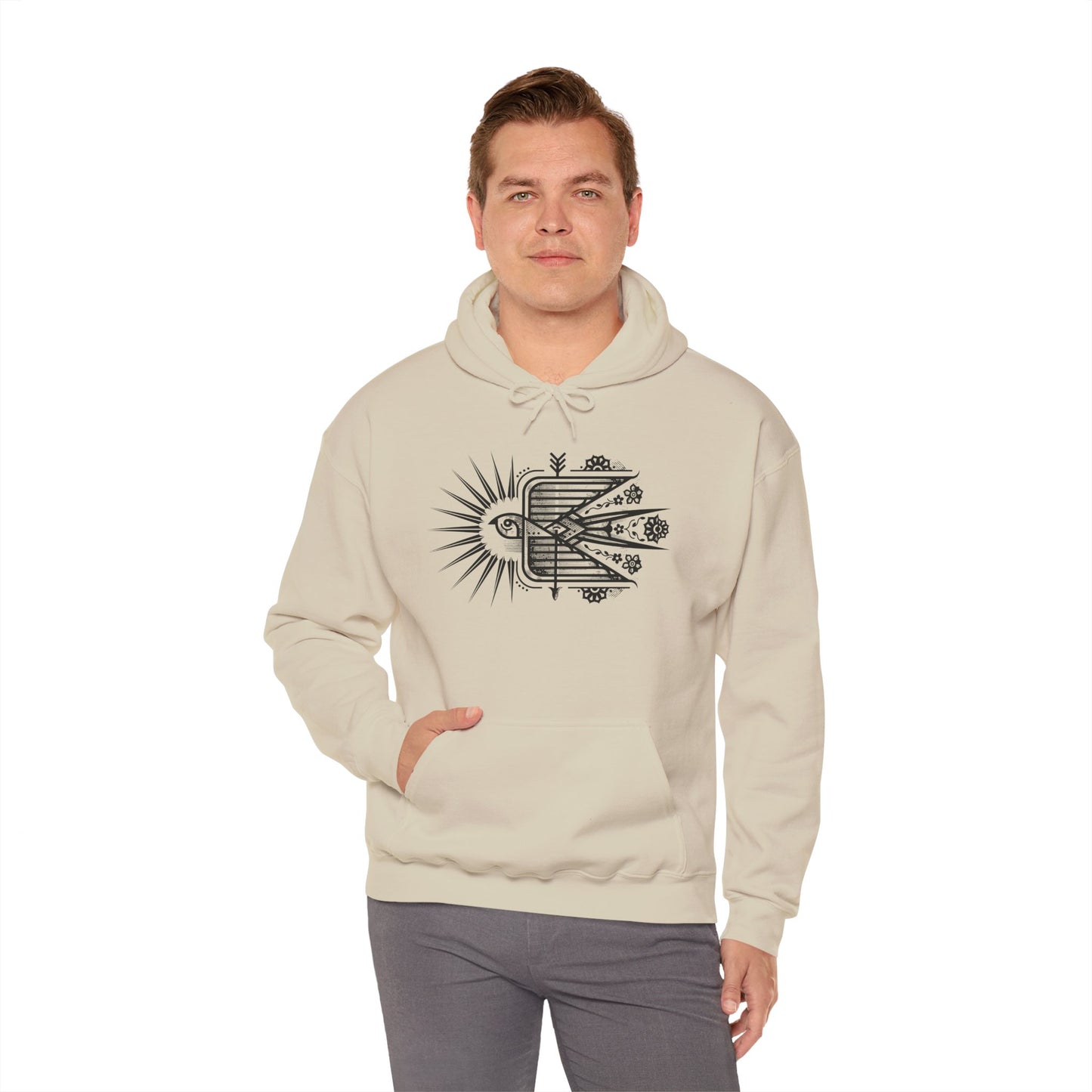 Swallow Unisex Hoodie – Heavy Blend™ Fleece Sweatshirt with Bird Design