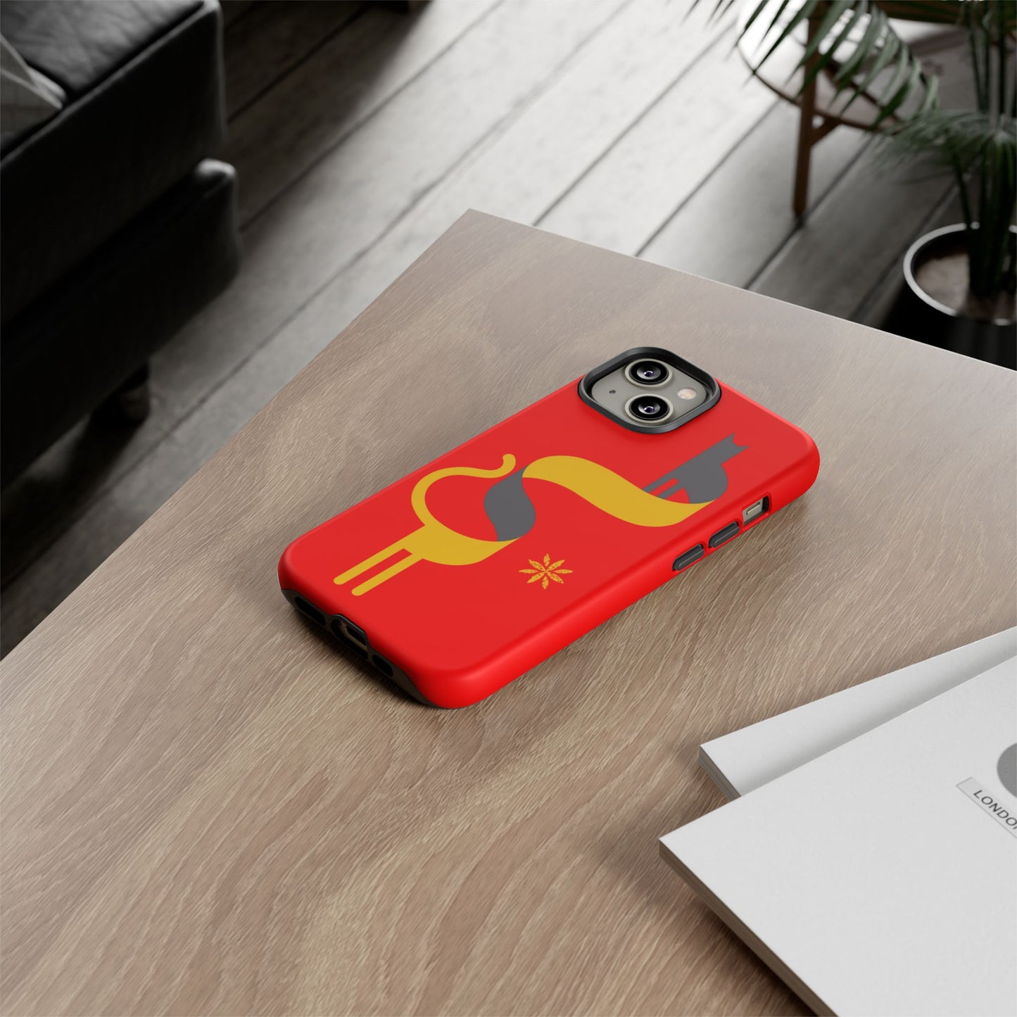 FlatCat Rugged Phone Case - Durable Red Cover