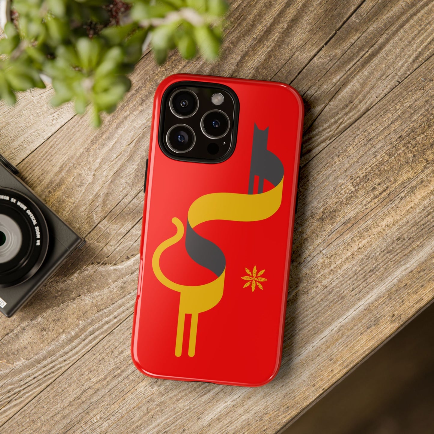 FlatCat Rugged Phone Case - Durable Red Cover