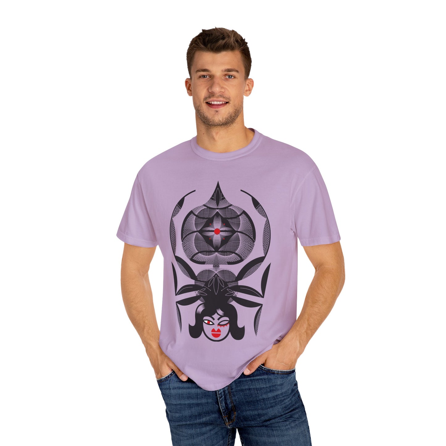 Gothic Graphic Unisex T-Shirt - Stylish Spider & Femme Fatale Design