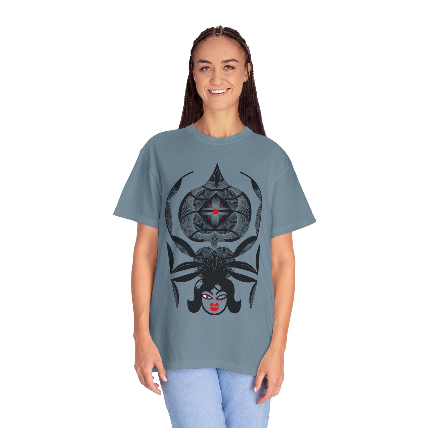 Gothic Graphic Unisex T-Shirt - Stylish Spider & Femme Fatale Design