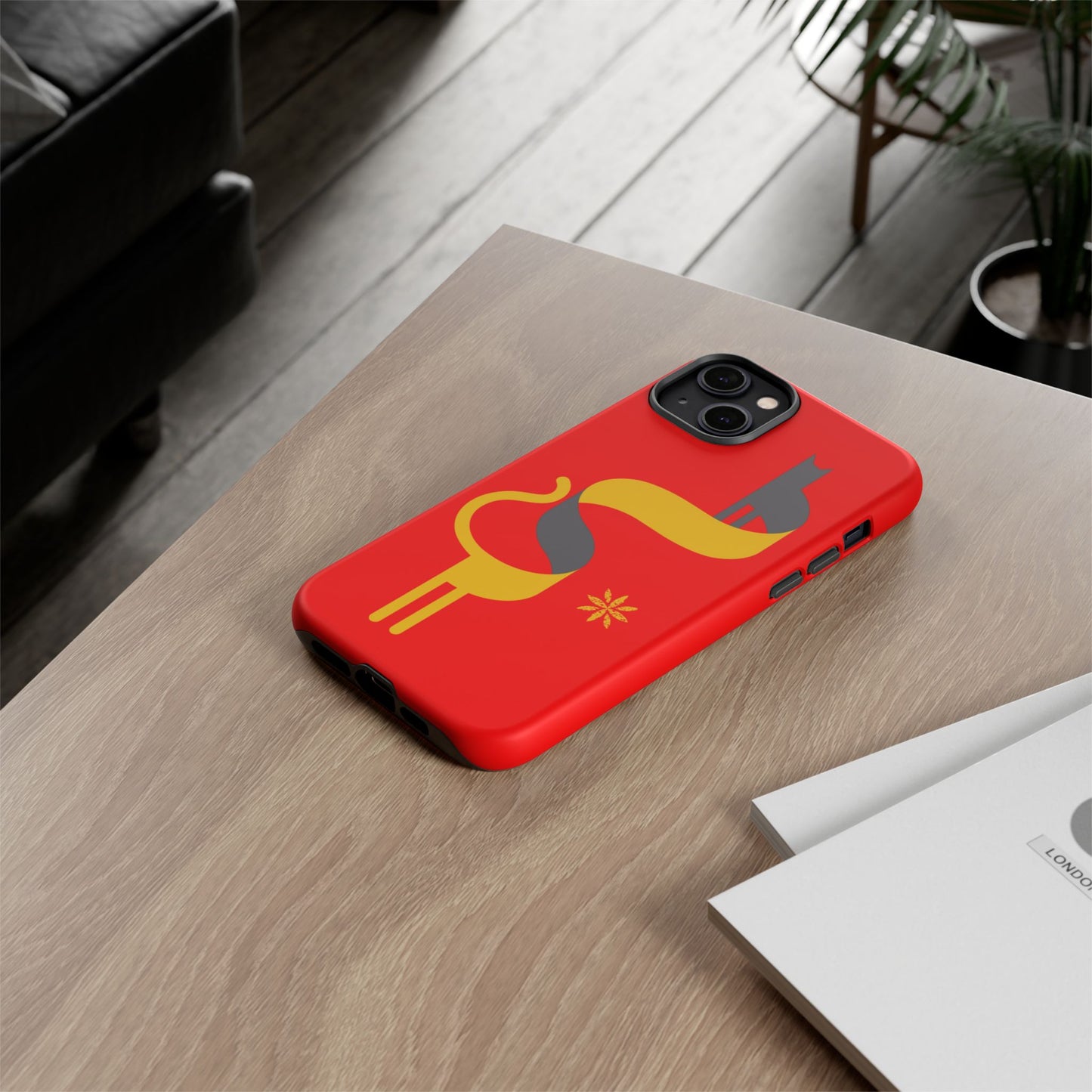 FlatCat Rugged Phone Case - Durable Red Cover