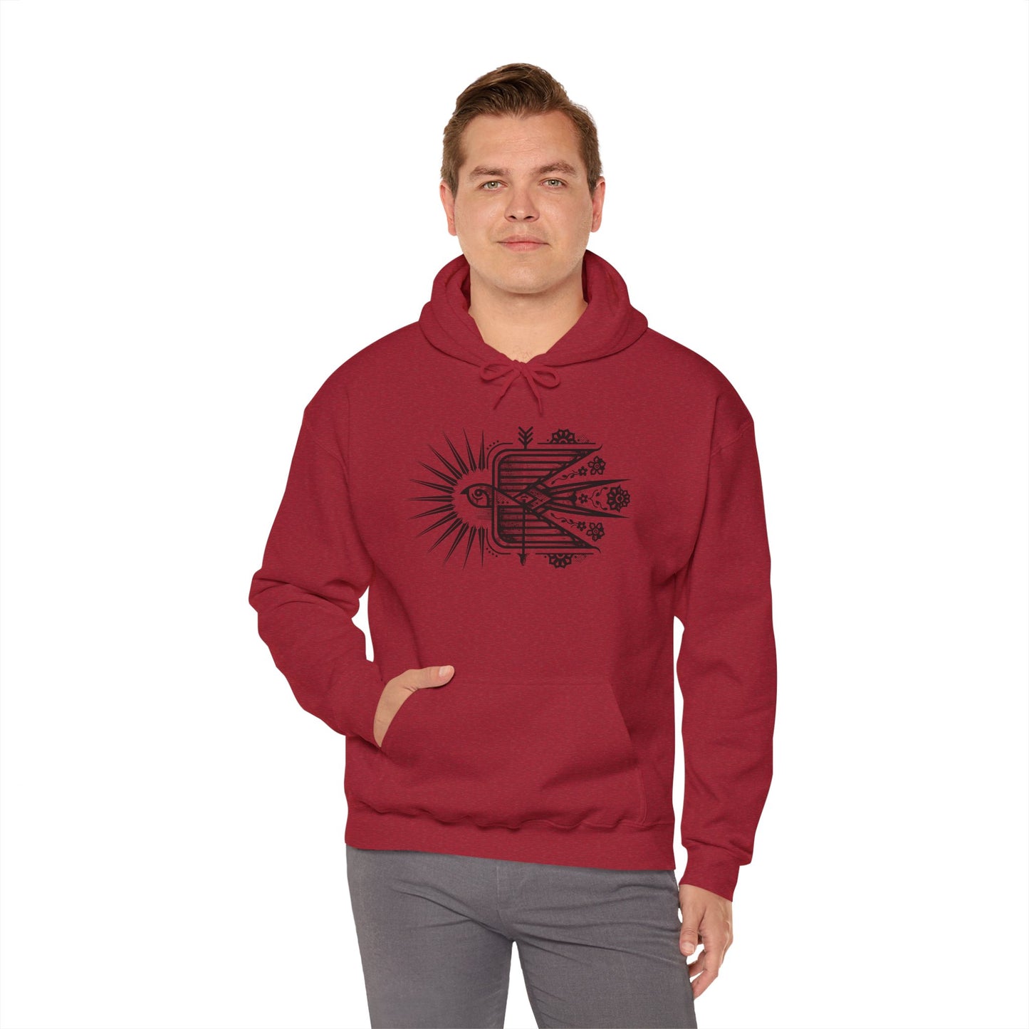 Swallow Unisex Hoodie – Heavy Blend™ Fleece Sweatshirt with Bird Design