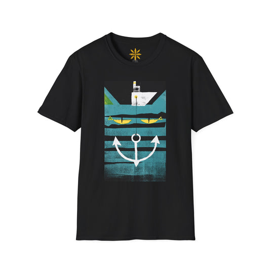 AnchorCat Unisex T-Shirt – Softstyle Tee with Nautical Cat Design