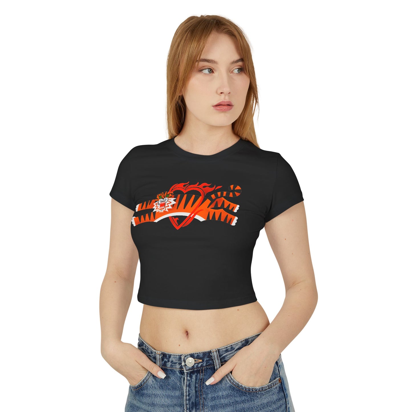 Tiger in love Women's Baby Tee - Fun & Stylish for Animal Lovers