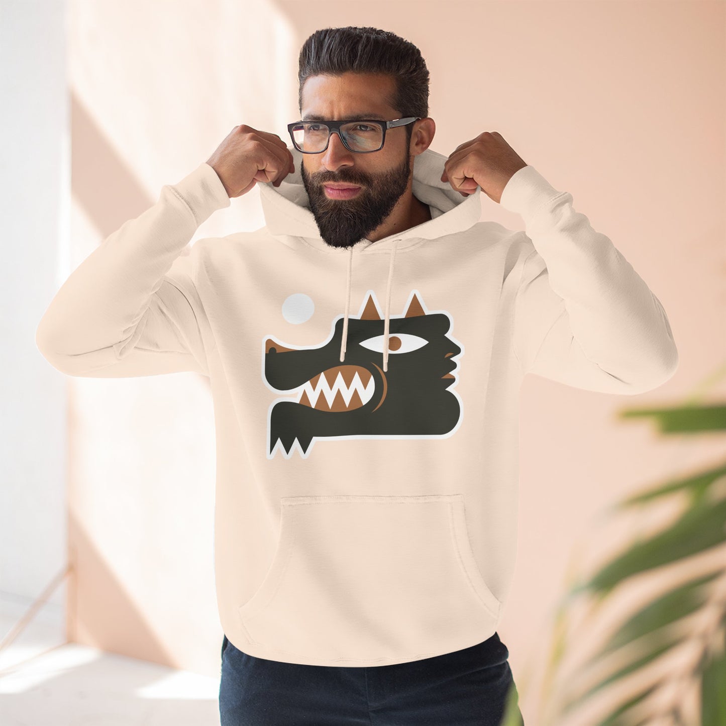 Wolf Man Graphic Fleece Hoodie - Cozy & Unique Style for films Lovers
