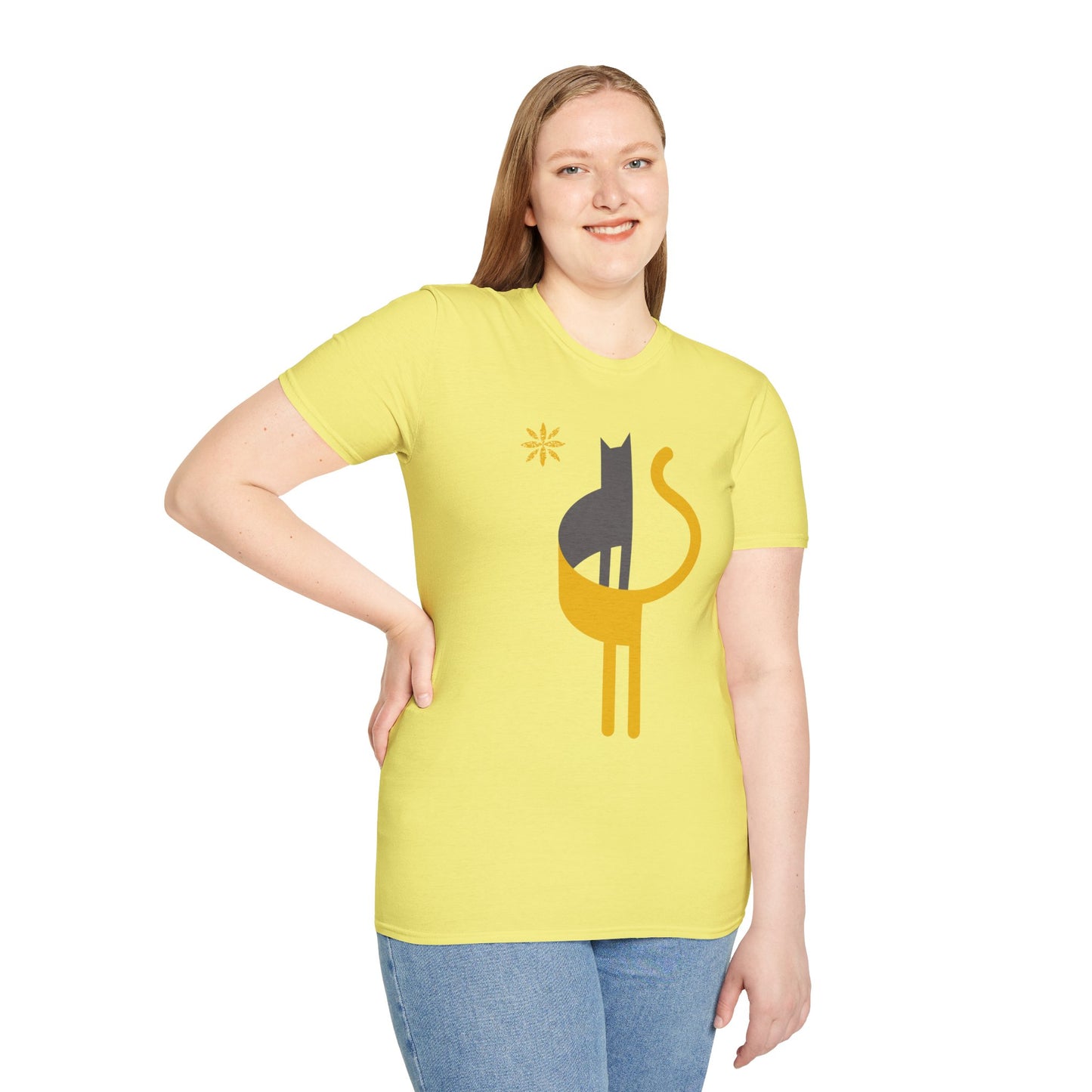 FlatCat Unisex T-Shirt – Softstyle Tee with Minimalist Flat Cat Design