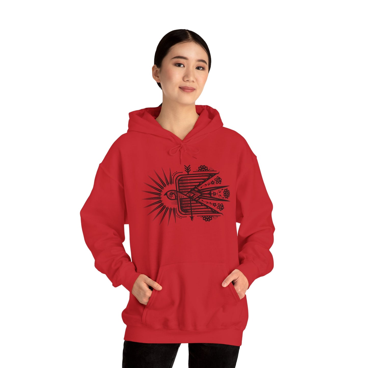 Swallow Unisex Hoodie – Heavy Blend™ Fleece Sweatshirt with Bird Design