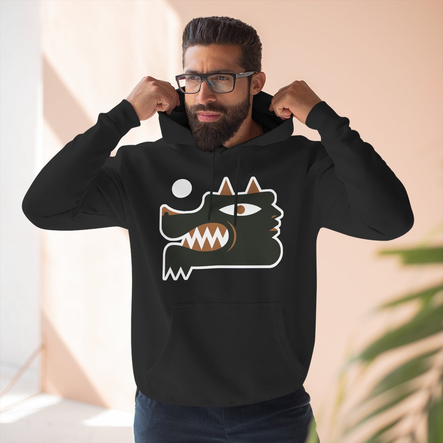 Wolf Man Graphic Fleece Hoodie - Cozy & Unique Style for films Lovers