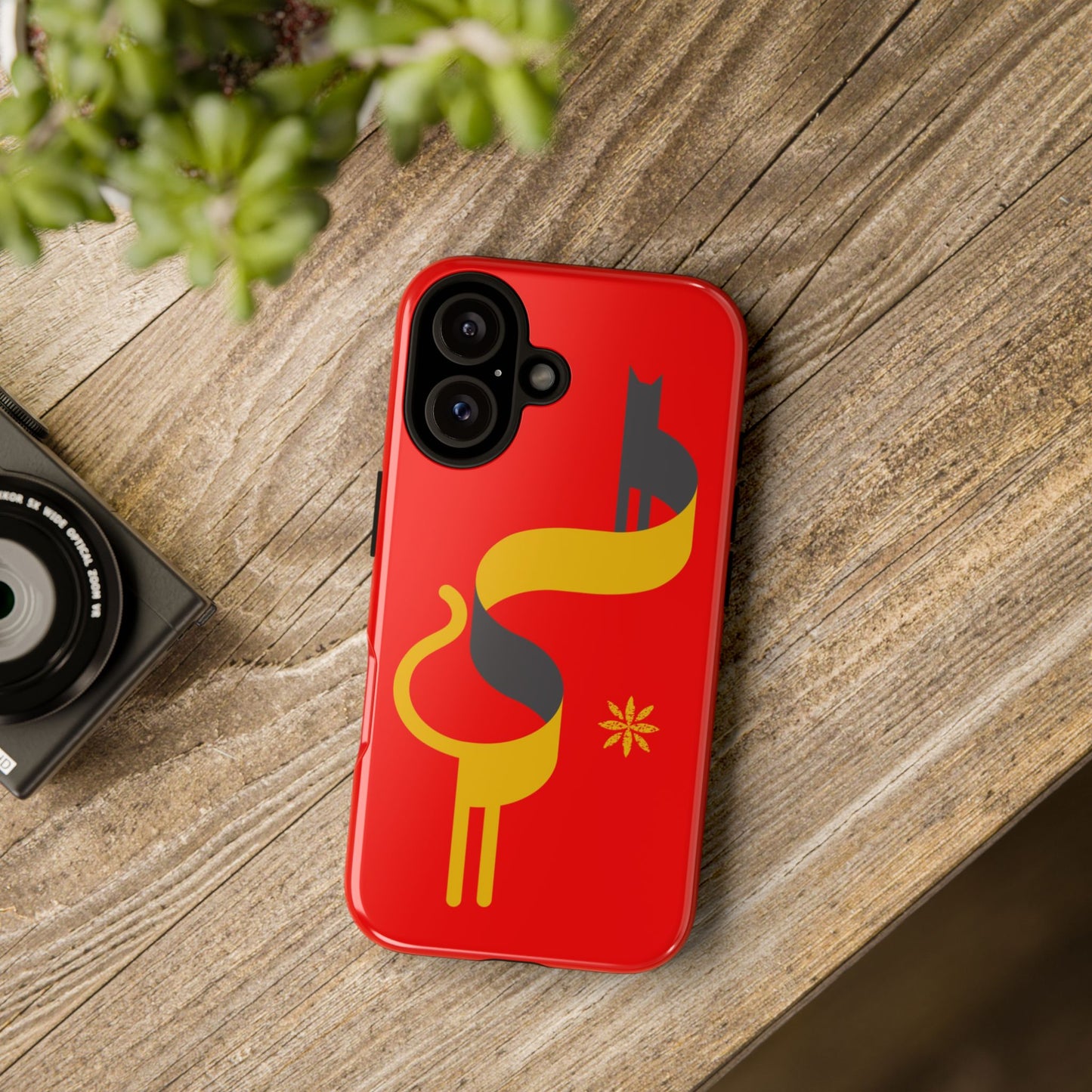 FlatCat Rugged Phone Case - Durable Red Cover