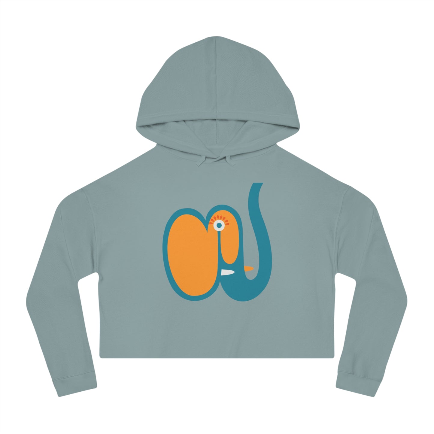 Whimsical Cropped Hooded Sweatshirt - Elefant Design for Women