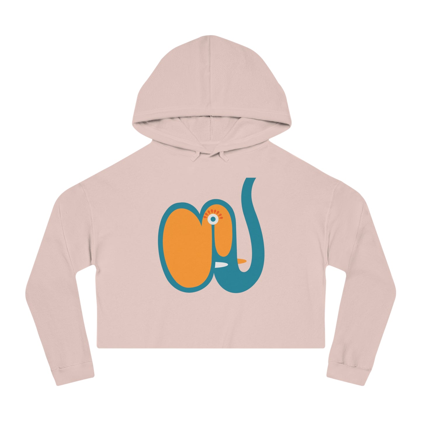 Whimsical Cropped Hooded Sweatshirt - Elefant Design for Women