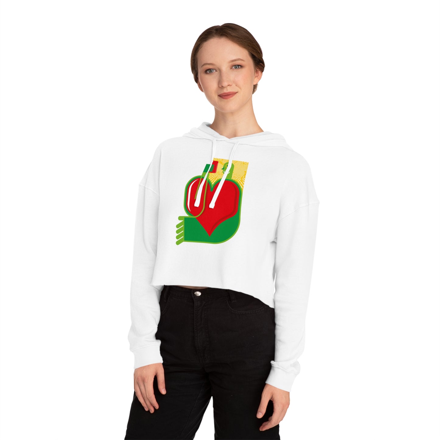 Heartfelt Love Cropped Hoodie for Women | Stylish & Comfortable Sweatshirt