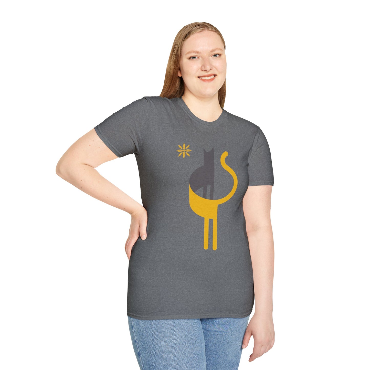 FlatCat Unisex T-Shirt – Softstyle Tee with Minimalist Flat Cat Design