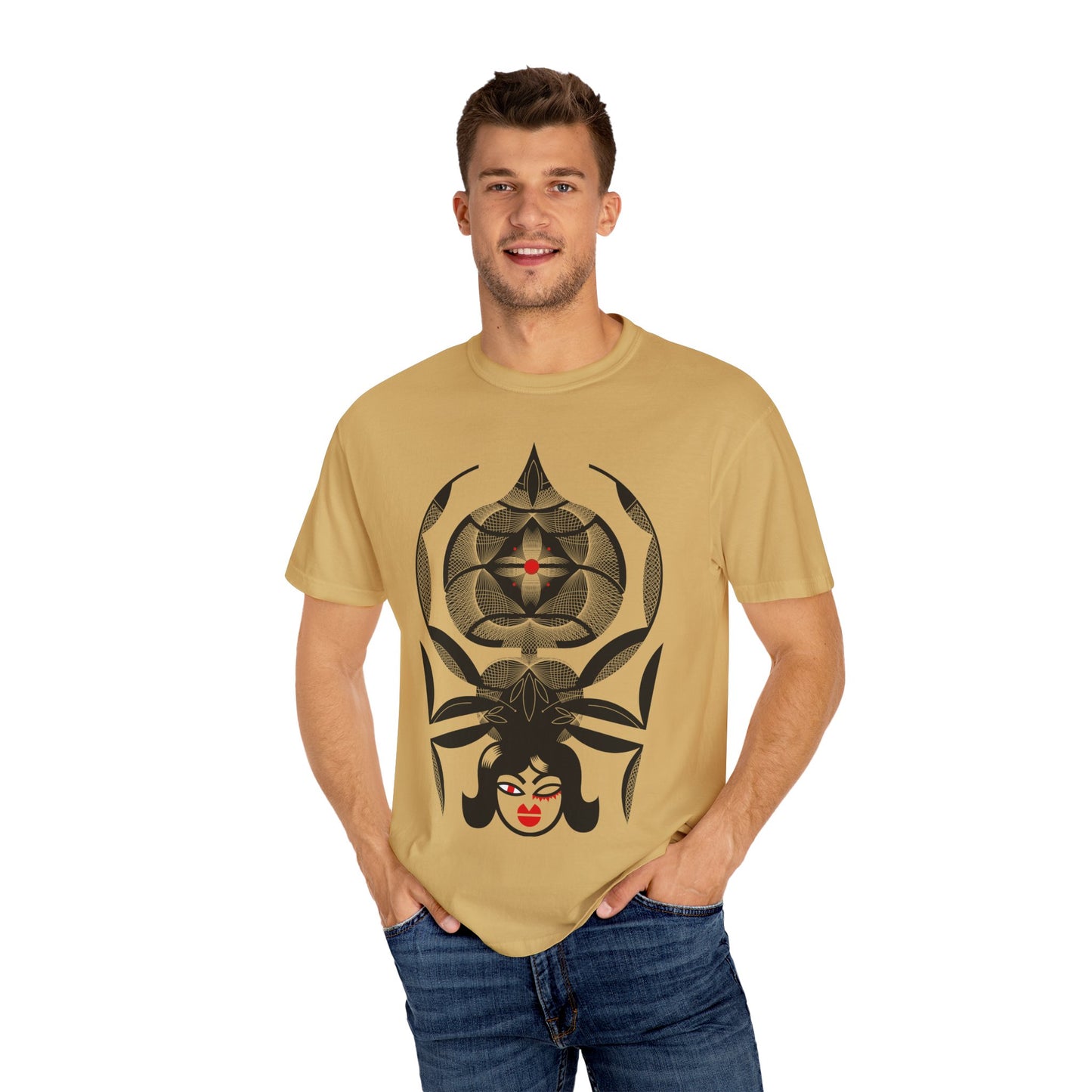 Gothic Graphic Unisex T-Shirt - Stylish Spider & Femme Fatale Design