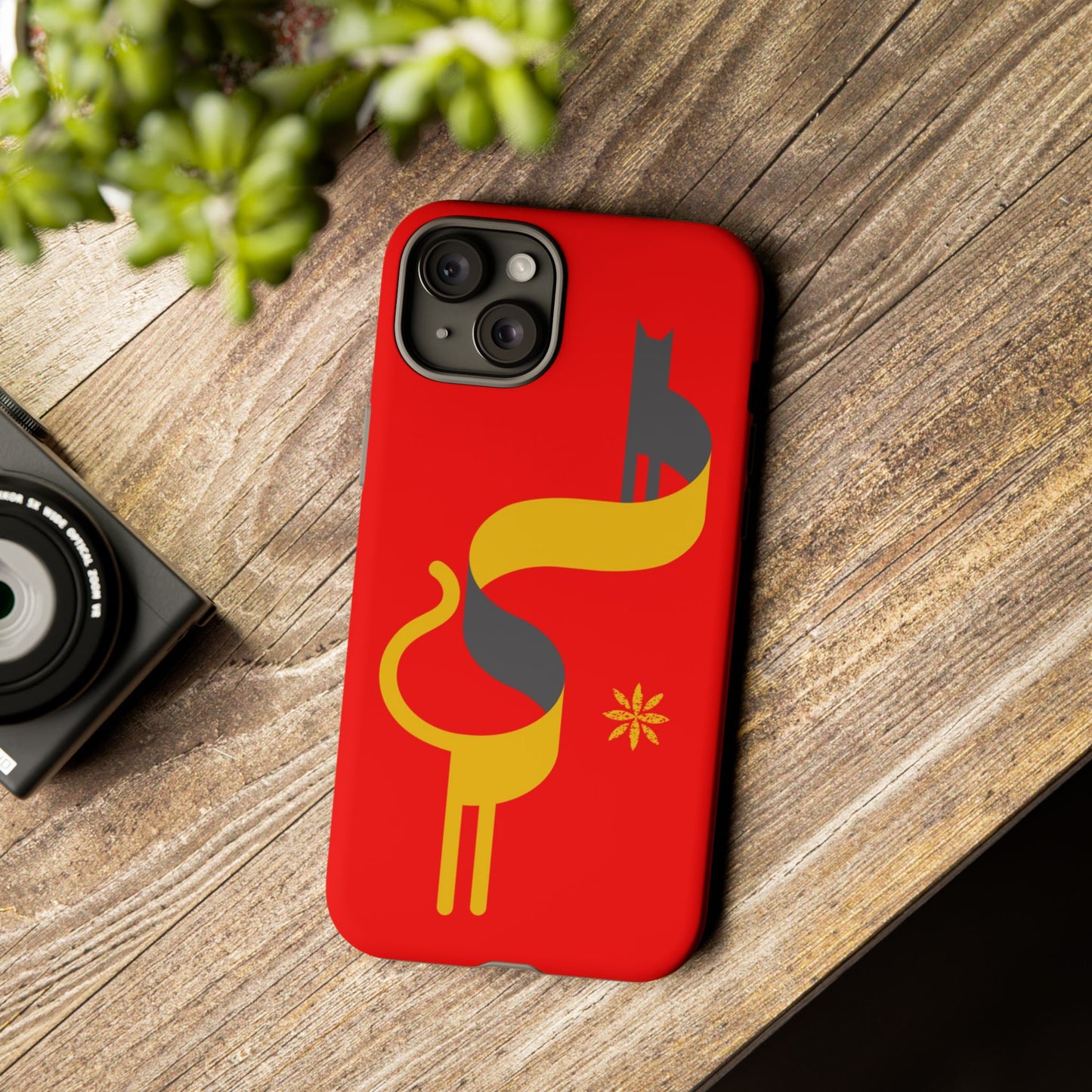 FlatCat Rugged Phone Case - Durable Red Cover