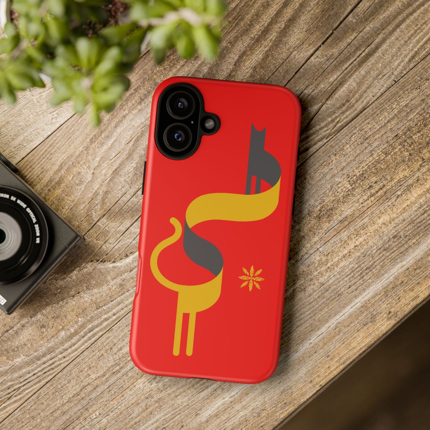 FlatCat Rugged Phone Case - Durable Red Cover