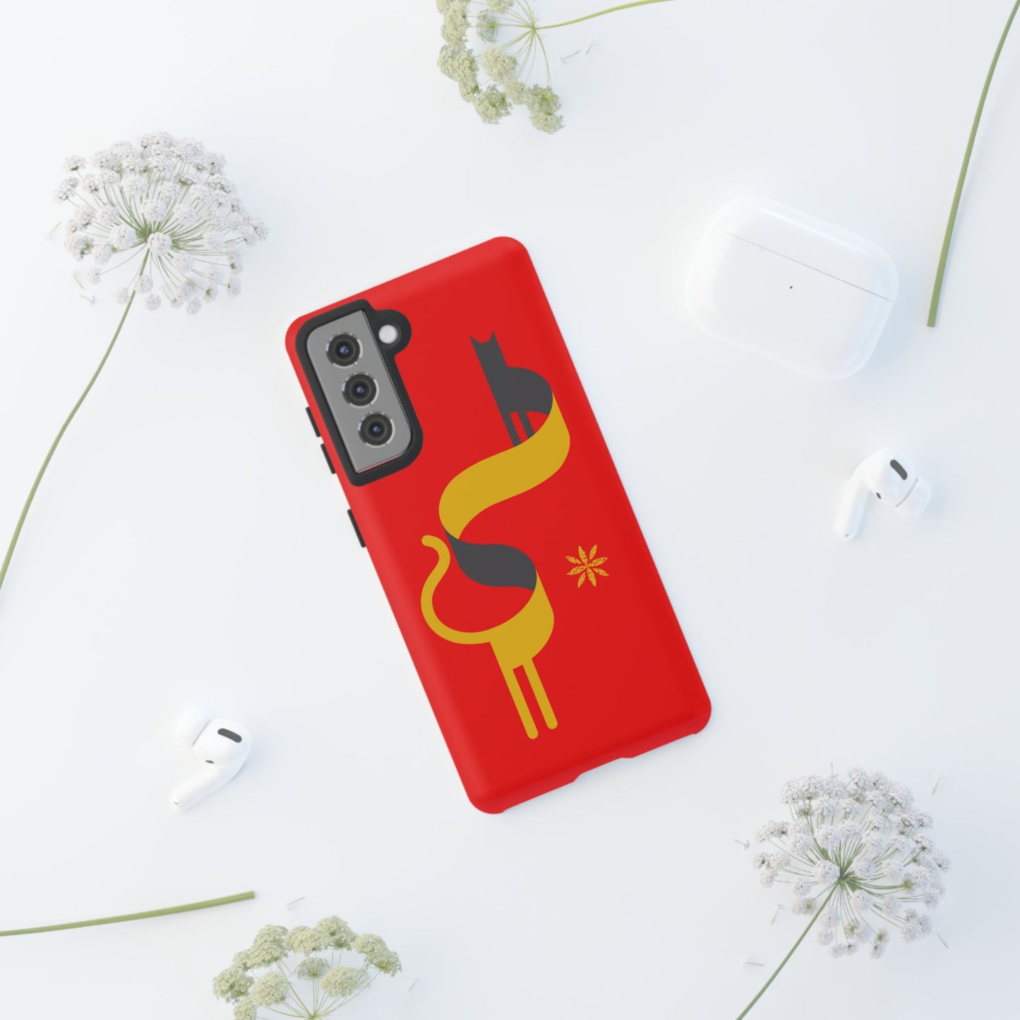 FlatCat Rugged Phone Case - Durable Red Cover