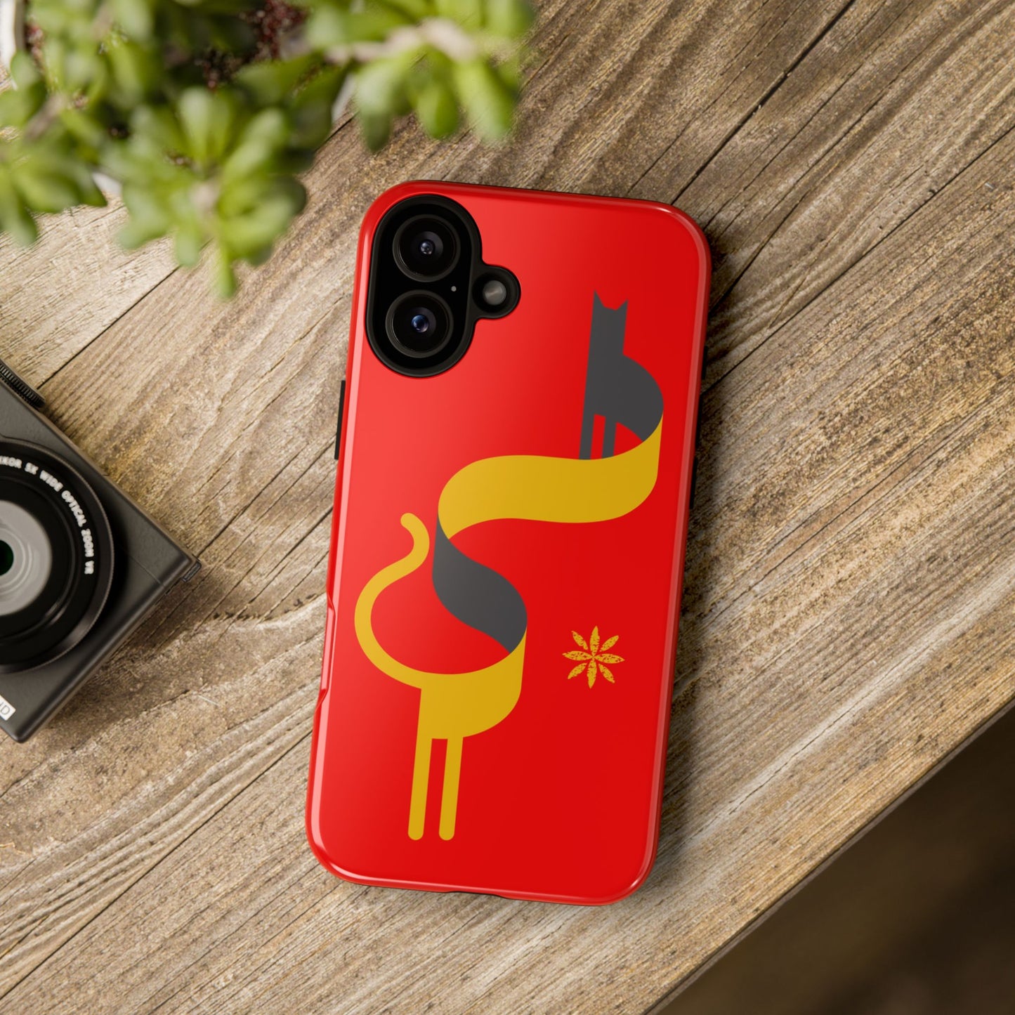 FlatCat Rugged Phone Case - Durable Red Cover