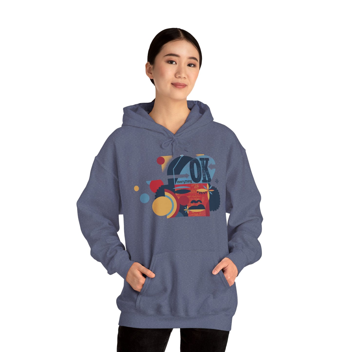 Everythin' OK Unisex Hoodie – Heavy Blend™ Fleece Sweatshirt with Positive Vibes Design