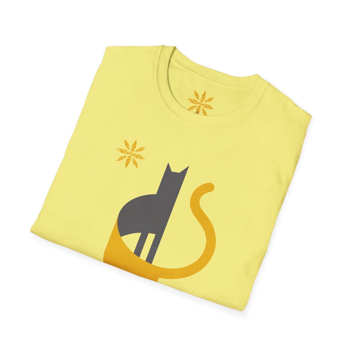 FlatCat Unisex T-Shirt – Softstyle Tee with Minimalist Flat Cat Design