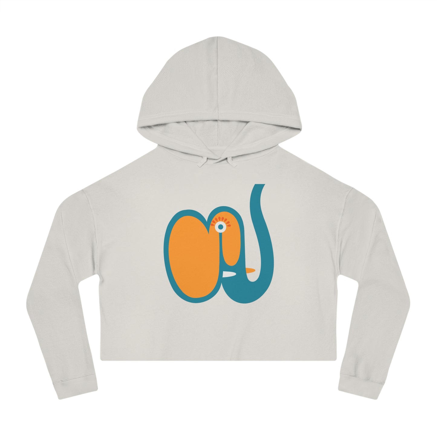 Whimsical Cropped Hooded Sweatshirt - Elefant Design for Women