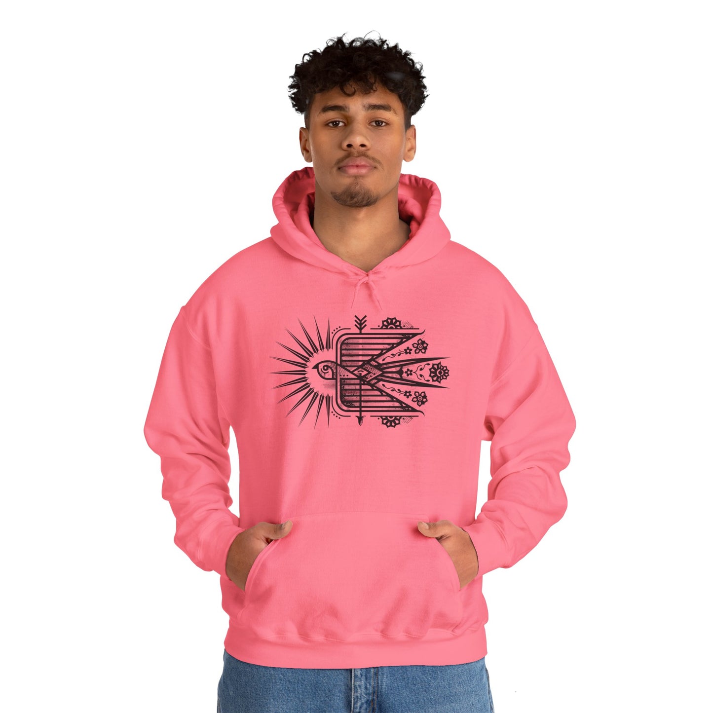 Swallow Unisex Hoodie – Heavy Blend™ Fleece Sweatshirt with Bird Design