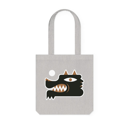 Eco-Friendly Woven Tote Bag featuring Unique Wolf Man Design