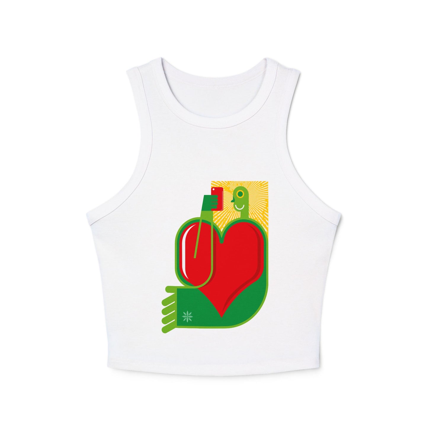 Trendy Women's Micro Rib Racer Tank Top with Colorful Heart Design - Perfect for Summer and Casual Outings