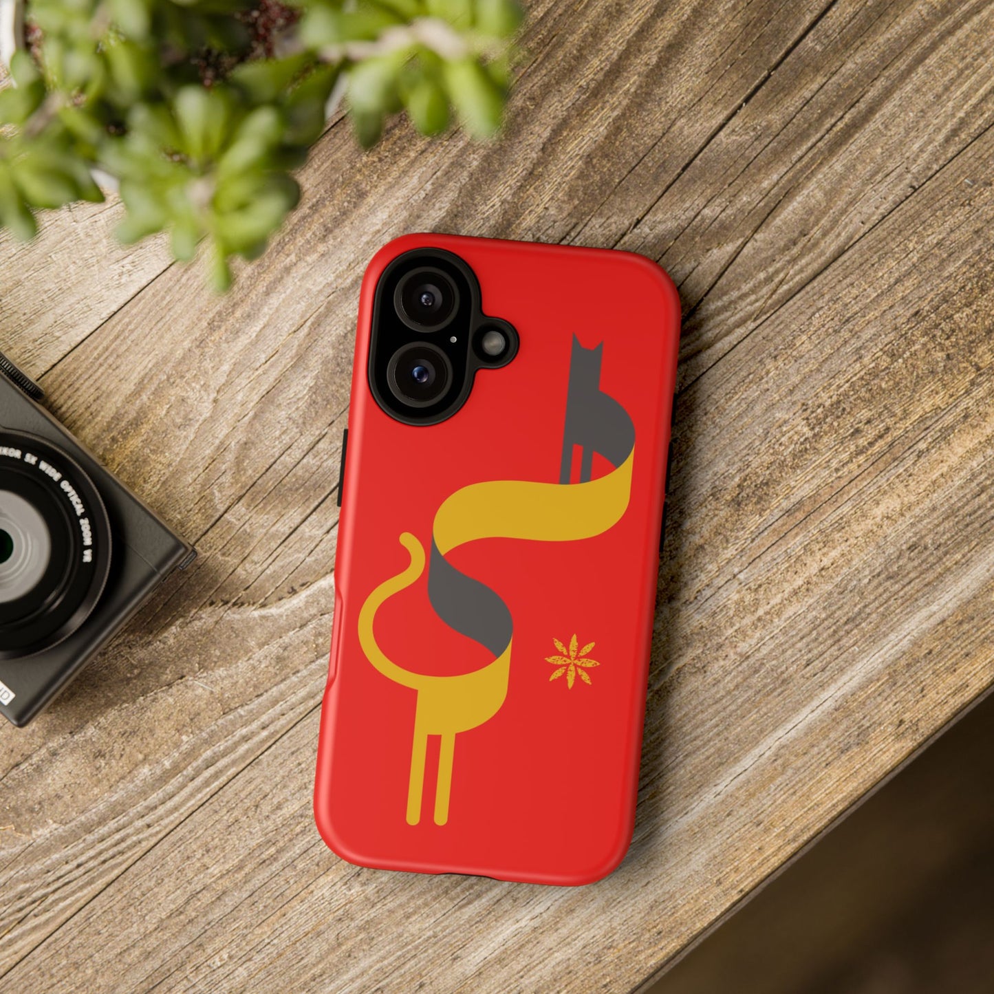 FlatCat Rugged Phone Case - Durable Red Cover