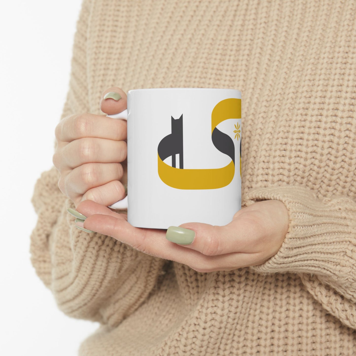 FlatCat Ceramic Mug, (11oz, 15oz)