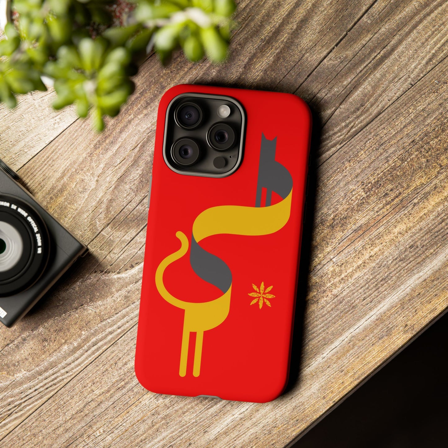 FlatCat Rugged Phone Case - Durable Red Cover