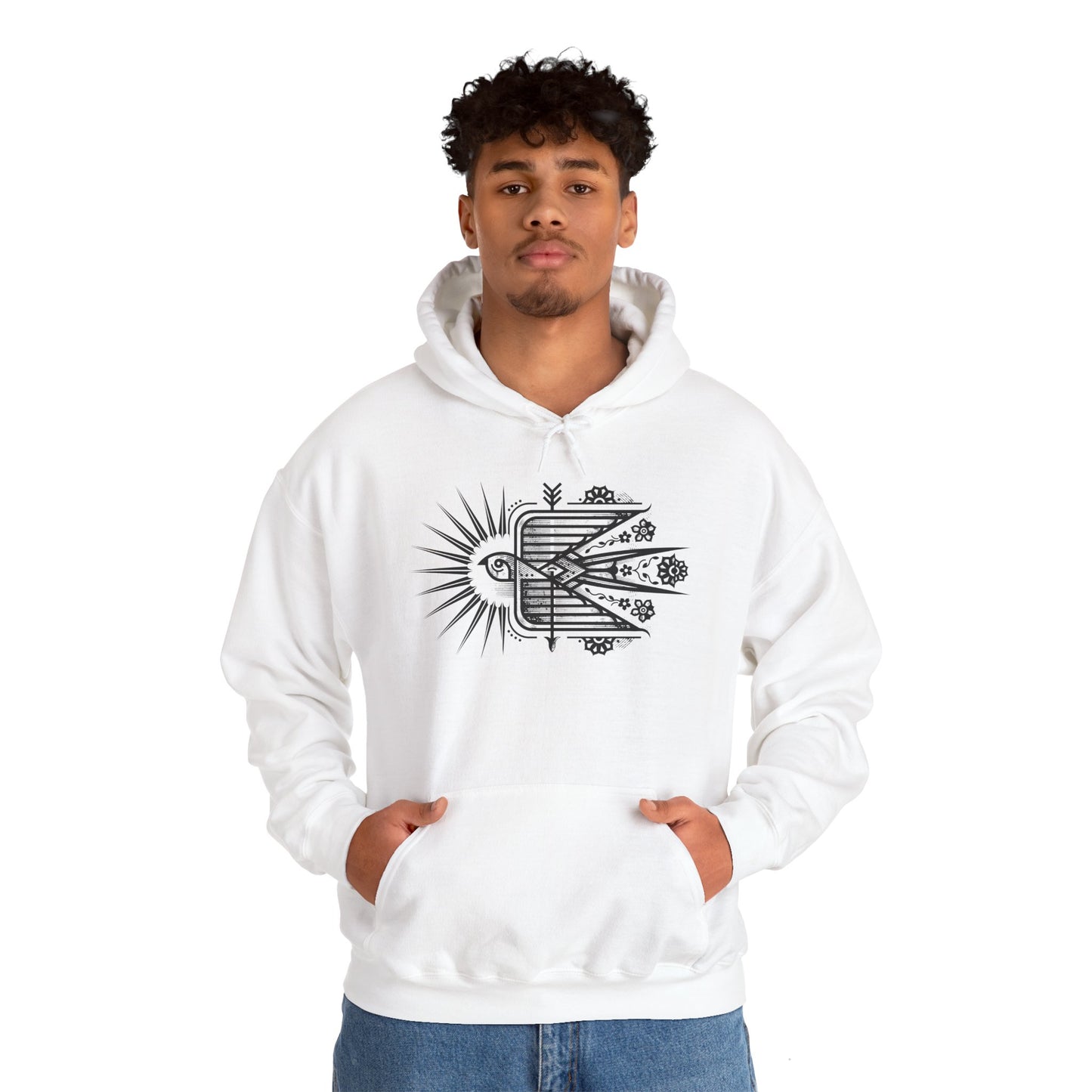 Swallow Unisex Hoodie – Heavy Blend™ Fleece Sweatshirt with Bird Design