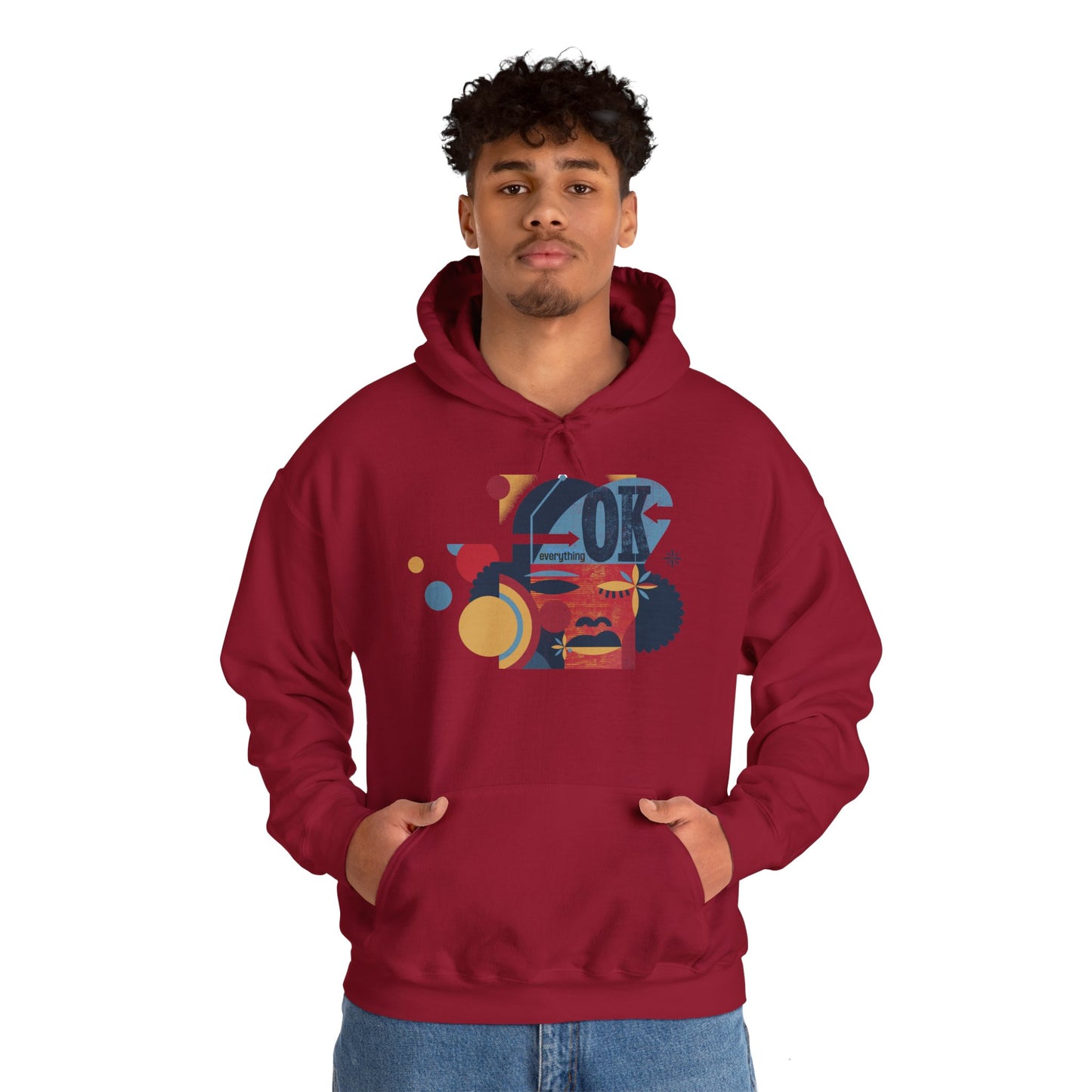 Everythin' OK Unisex Hoodie – Heavy Blend™ Fleece Sweatshirt with Positive Vibes Design