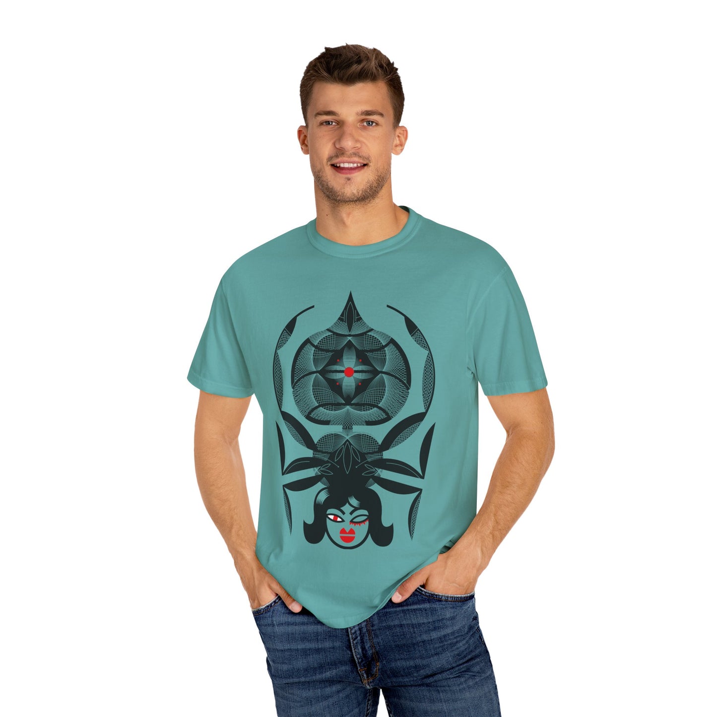 Gothic Graphic Unisex T-Shirt - Stylish Spider & Femme Fatale Design
