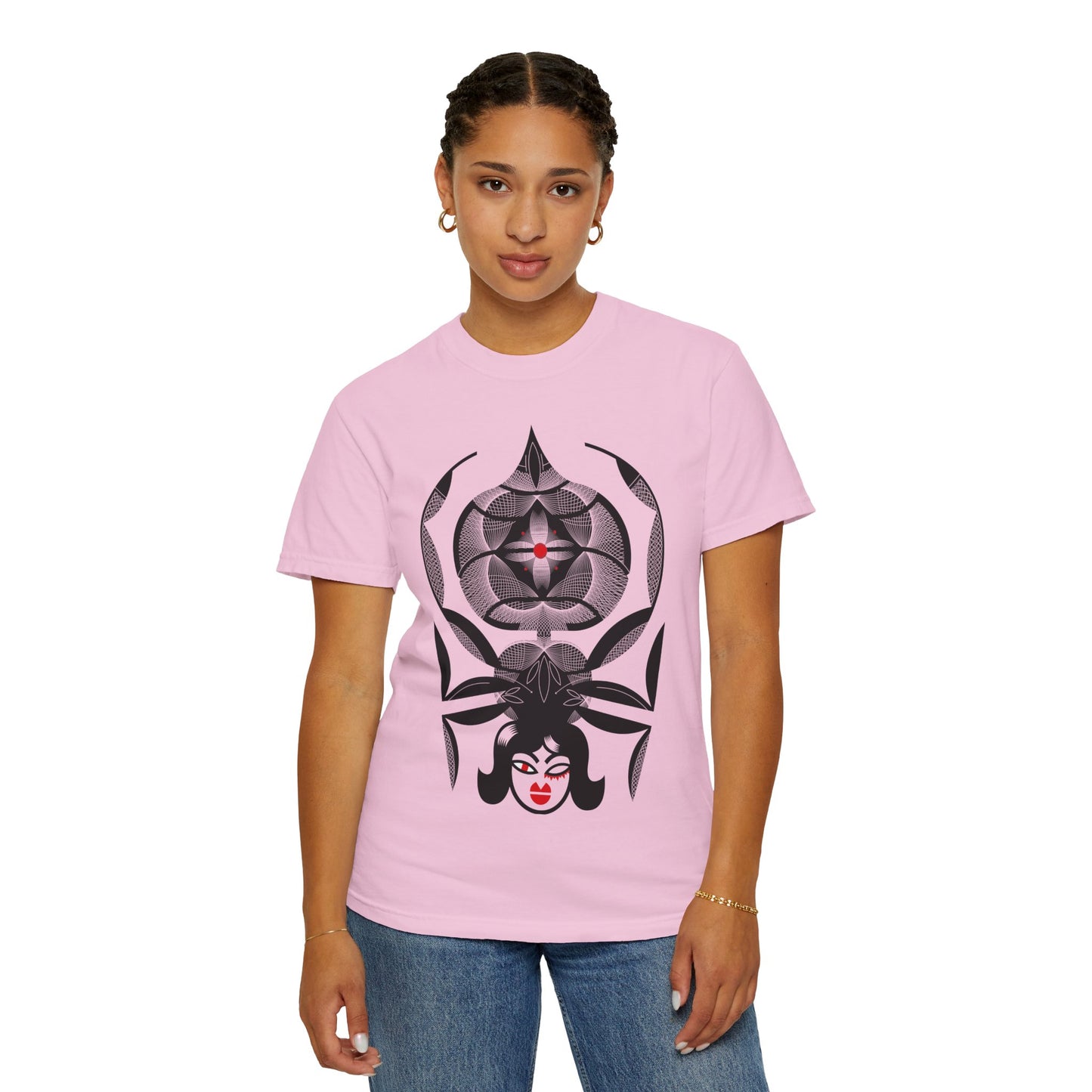 Gothic Graphic Unisex T-Shirt - Stylish Spider & Femme Fatale Design