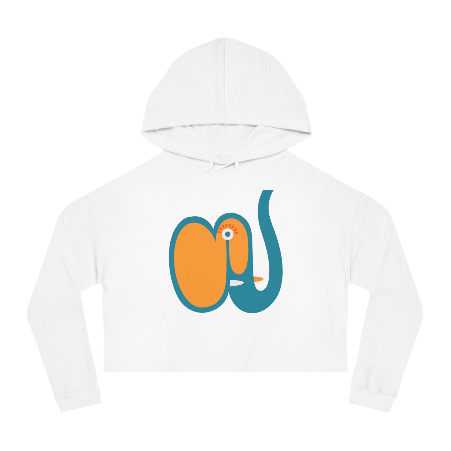 Whimsical Cropped Hooded Sweatshirt - Elefant Design for Women