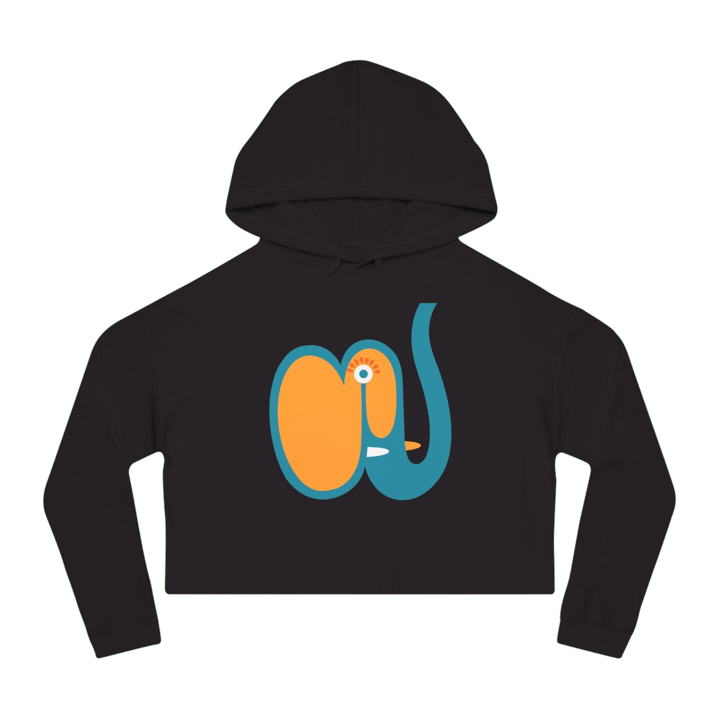 Whimsical Cropped Hooded Sweatshirt - Elefant Design for Women