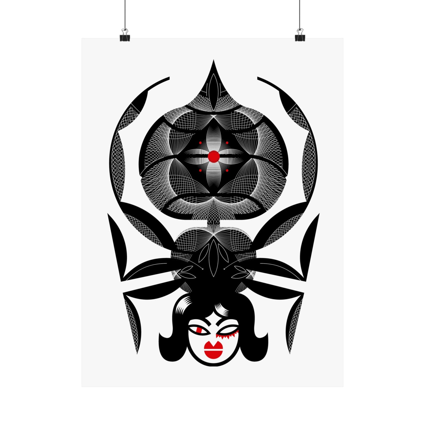 Intricate Matte Vertical Poster - Bold Spider Woman Design for Home Decor and Art Lovers