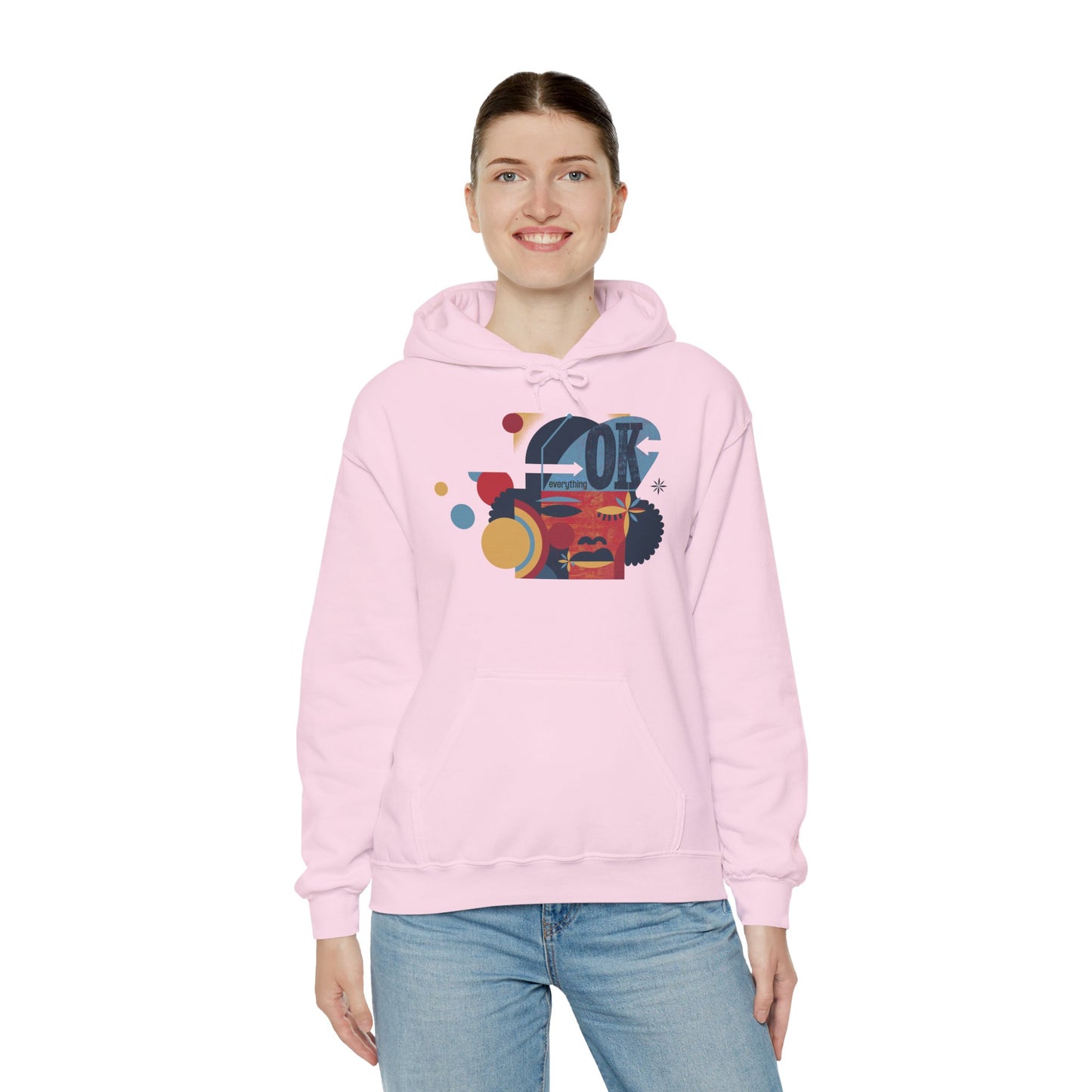 Everythin' OK Unisex Hoodie – Heavy Blend™ Fleece Sweatshirt with Positive Vibes Design