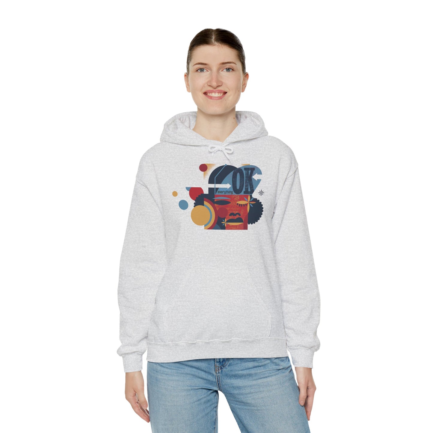 Everythin' OK Unisex Hoodie – Heavy Blend™ Fleece Sweatshirt with Positive Vibes Design